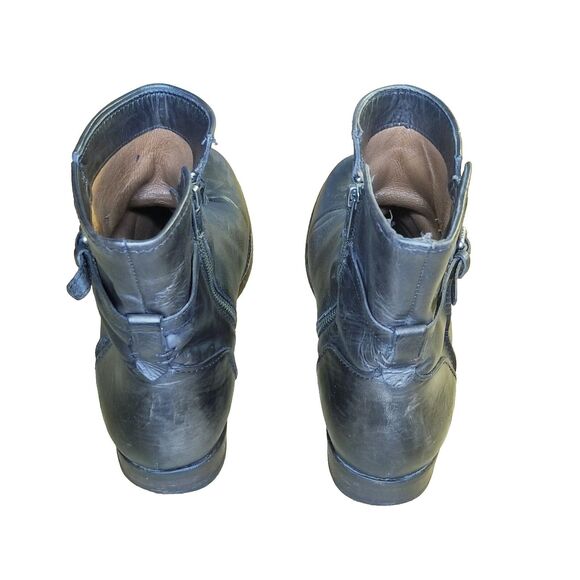 Frye Melissa Seam Short Boots Women Size 11 Dark Brown Leather Strap Buckle Zip - Picture 4 of 6